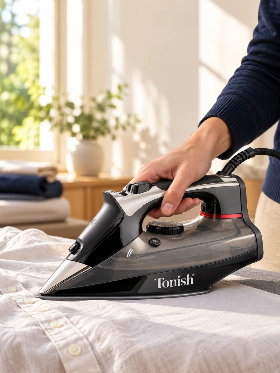 TONISH steam iron used on linen at home
