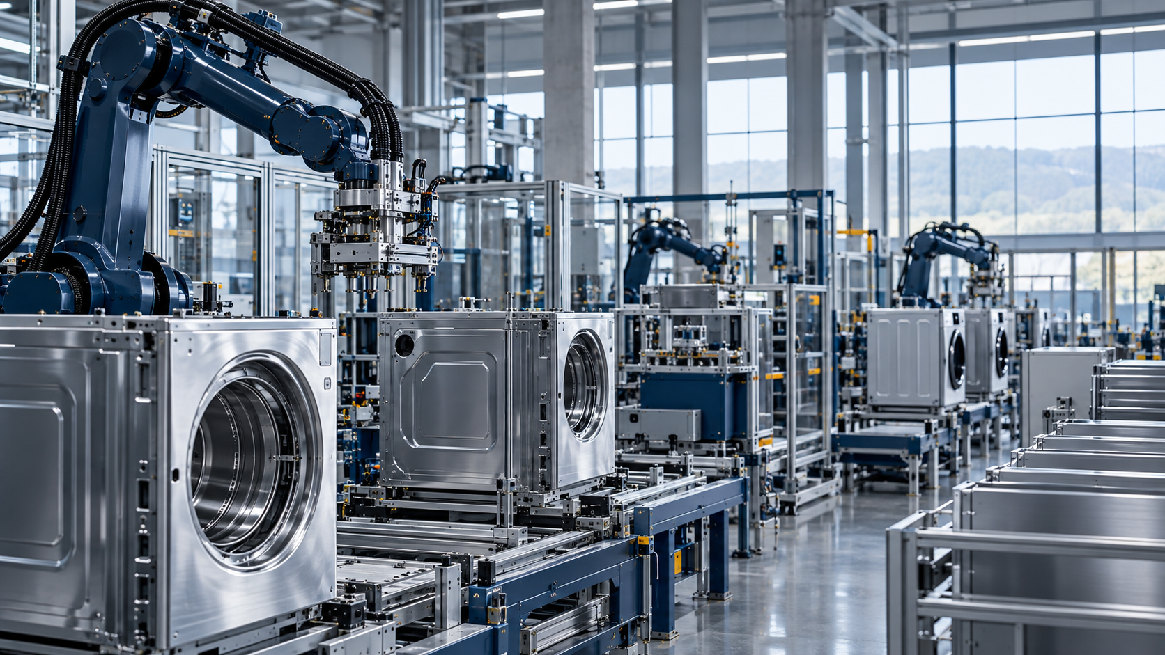 Illustration of modern German appliance manufacturing